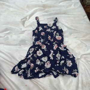 Charming Floral Kids Dress in Navy